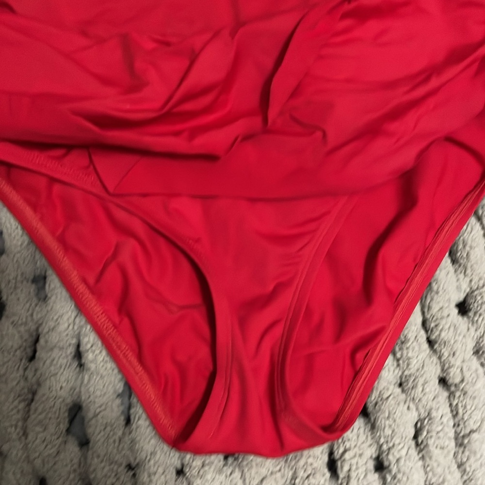 Vintage Betsey Johnson Pink and Red Lace Trim Small Bikini & red wrap skirt - Picture 7 of 10